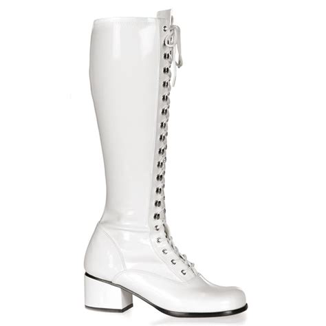 Retro Steel Toe Gogo Boot Lace White 2 Heel