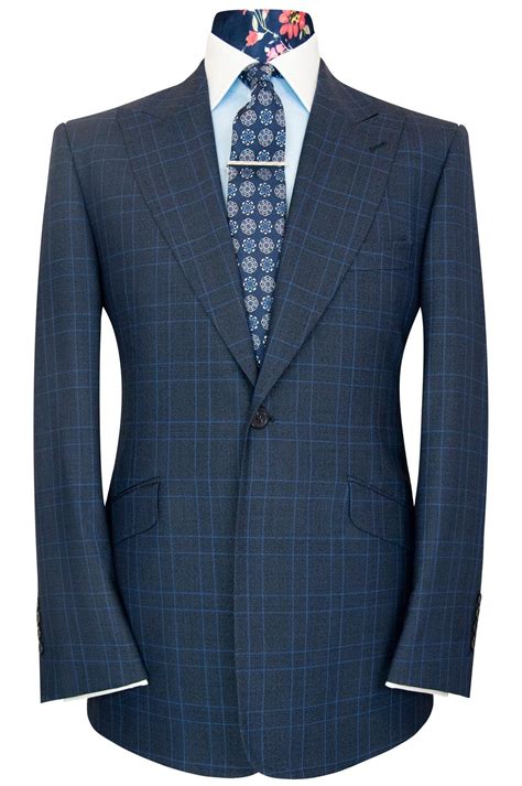 William Hunt Savile Row Cobalt Over Federal Blue Windowpane Check Suit