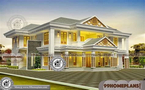 2 Floor House Plans With Kerala Style Traditional Pattern Bungalow