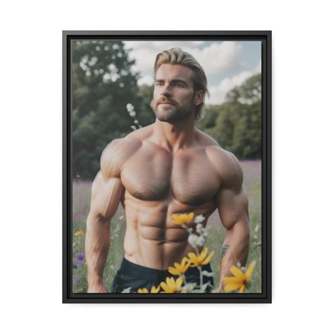 Matte Canvas Black Frame Men In Fields Of Wildflowers Collection Male