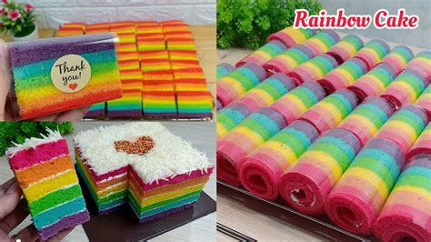 3 Resep Rainbow Cake Kukus Terenak ‼️dipotong Digulung Base Cake