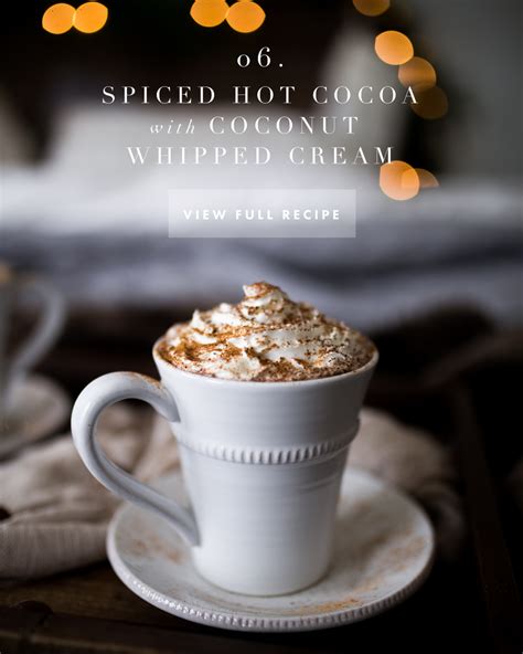 spiced hot cocoa with coconut whipped cream coconut whipped cream healthy hot chocolate