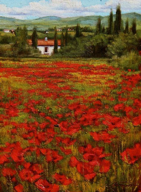 Tuscan Poppies Poppy Field Painting Fine Art Painting Oil Abstract