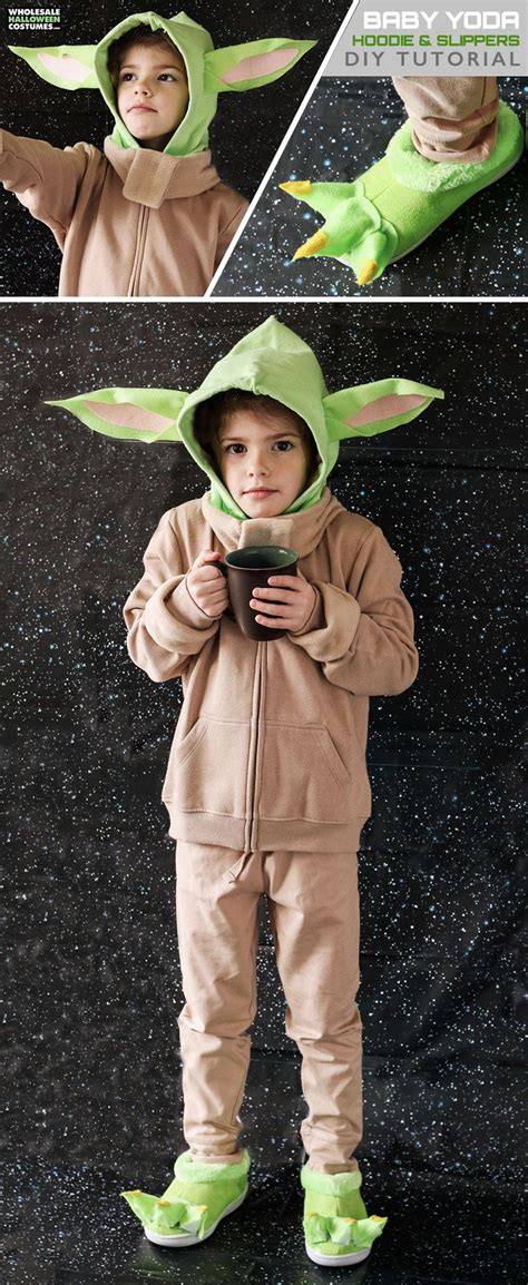 Diy Baby Yoda Hoodie And Slippers Tutorial Yoda Halloween Costume