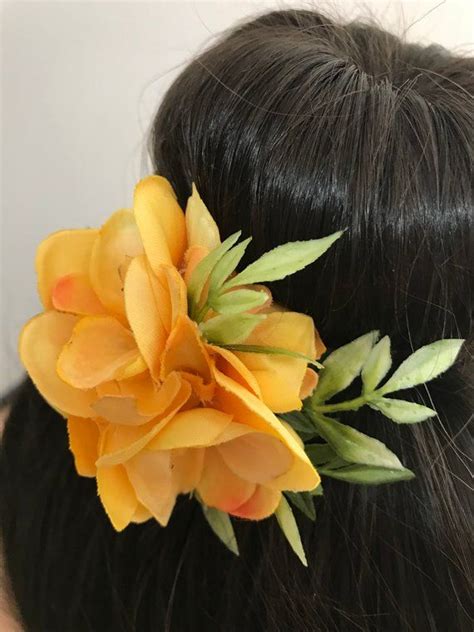 Yellow Flower Hair Clip Wedding Veil Bridesmaid Flower Etsy Wedding Hair Clips Flower Girl