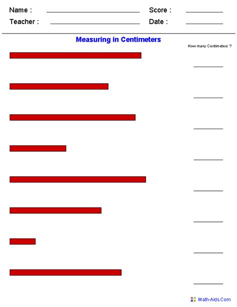 Measuring Centimeters Worksheet 2nd Grade