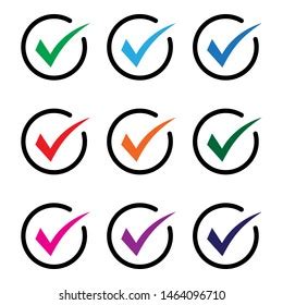 Set Colored Check Mark Icons Tick Stock Vector Royalty Free