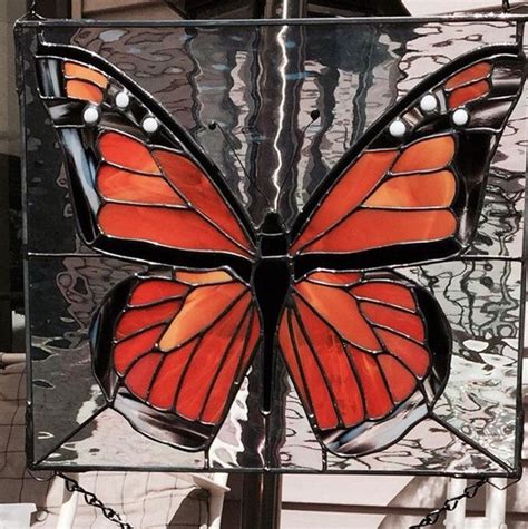 Monarch Butterfly Stanied Glass Panel Most Realistic Looking Etsy Stained Glass Butterfly