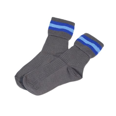 Boys Grey Socks With Blue Stripe 2 Pk Cromer Public School Uniform Shop