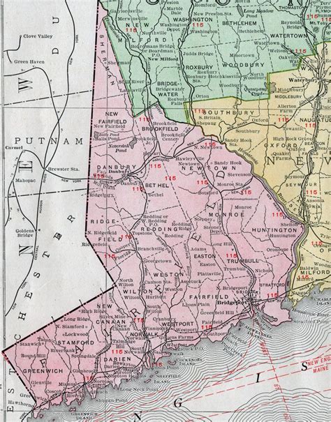 Fairfield County Connecticut 1911 Map By Rand Mcnally Bridgeport