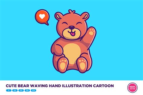 Cute Bear Waving Hand Illustration Graphic By Catalyststuff · Creative