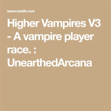 Higher Vampires V3 A Vampire Player Race Unearthedarcana Vampire