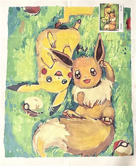 A Paint By Numbers Pikachu And Eeevee Painting Rpainting
