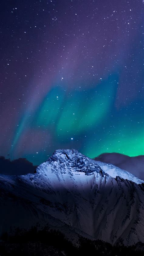 Aurora Borealis Northern Lights Night Sky Mountains Scenery 4k