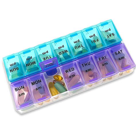 Weekly Pill Organizer 7 Day Ampm Twice A Day Pills Planner Case