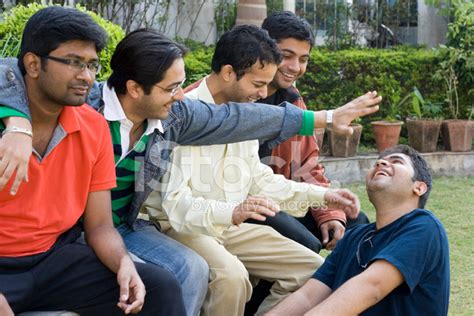 Group Of Five Indian Friends Cheerful Youth Male People Outdoor Stock