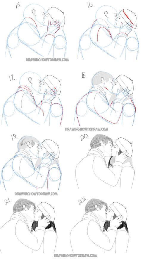 How To Draw Romantic Kisses Between Two Lovers Step By Step Drawing