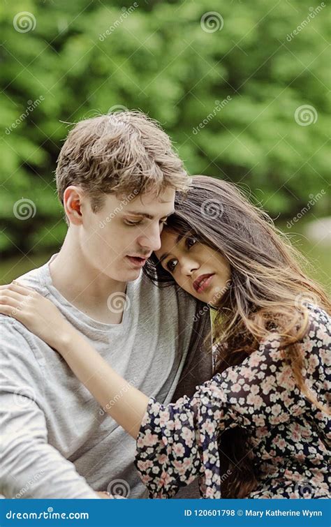 Close Up Of Sad Couple Hugging Stock Photo Image Of Discussion