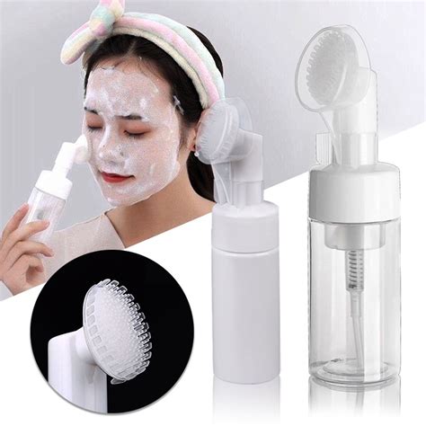 Mousse Foaming Bottle With Brush Pump Press Silicone Face Brush Foaming