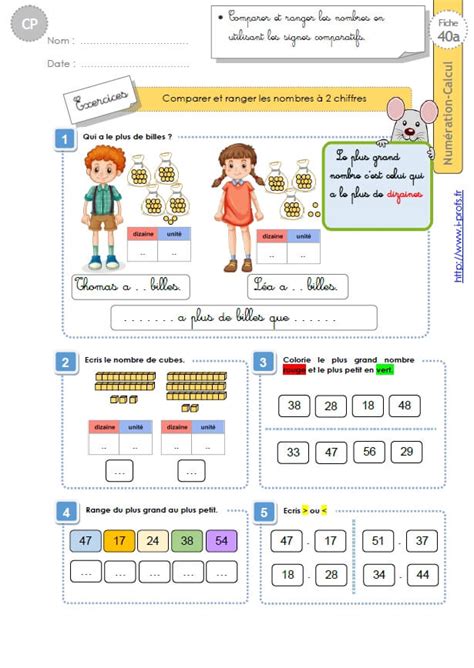 Cpnumeration Calculcomparer Et Ranger Les Nombres 脿 2 Chiffres