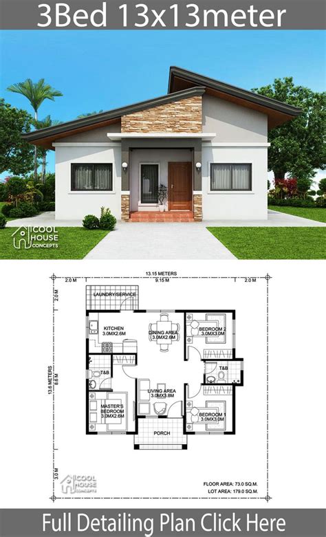 Home Design Plan X M With Bedrooms Home Ideas Modern Bungalow