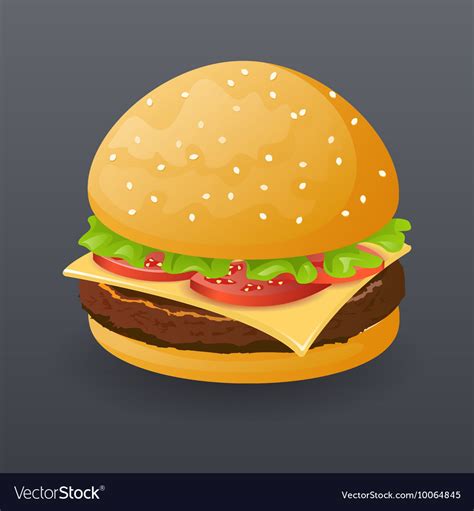 Realistic Hamburger Fast Food Icon Retro Cartoon Vector Image