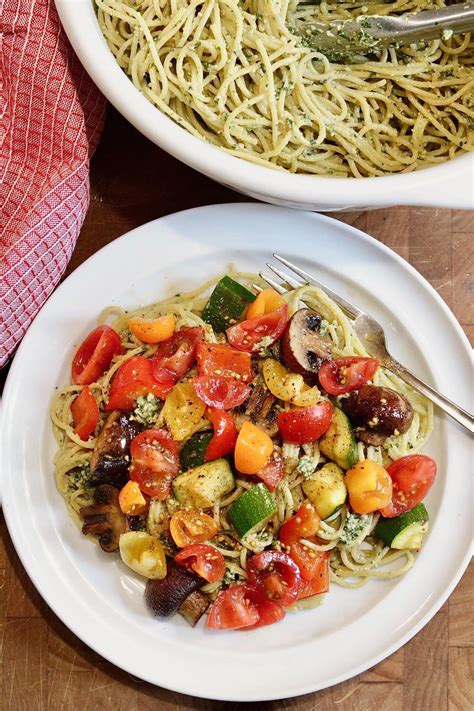 Pesto Pasta With Cherry Tomatoes The Cheeky Chickpea