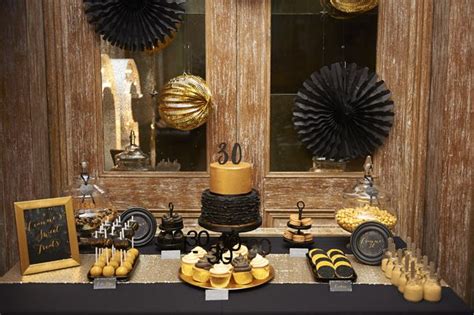 Black And Gold 30th Dessert Table By Aimee Dunne Events And Weddings