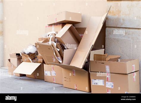 Pile Of Open Cardboard Boxes On The Street Stock Photo Alamy