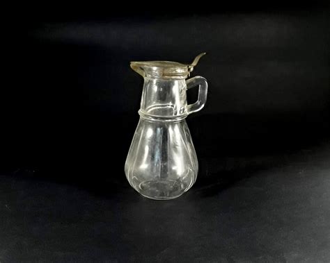 Hazel Atlas Clear Depression Glass Syrup Jar Metal Lid Etsy