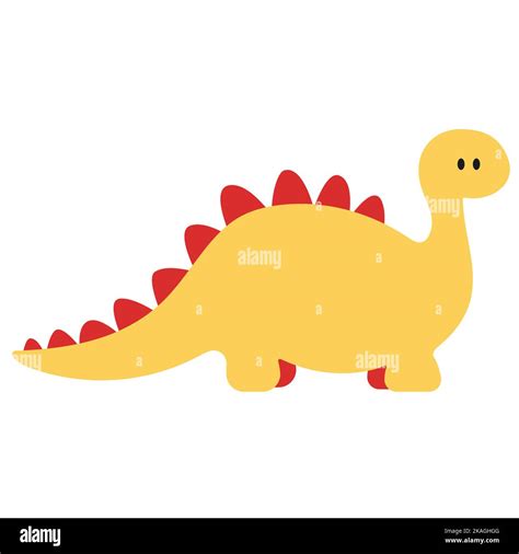 Flat Vector Illustration Of A Dinosaur With A Long Neck Stegosaurus