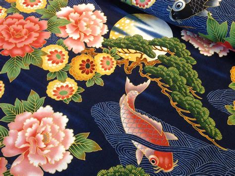 Japanese Koi Fabric Kona Bay Fabrics Asian Fabric Japanese Fabric