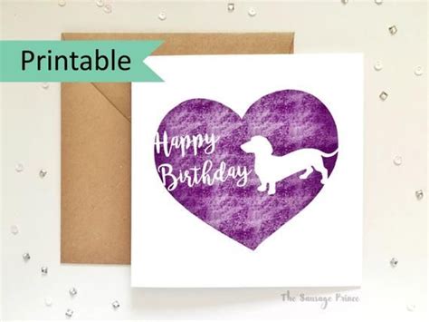 happy birthday dachshund greeting card template instant