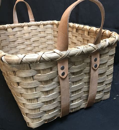 Storage Basket - Blanket Basket - Leather Handled Storage Basket - Yarn Basket - Craft Basket by ...
