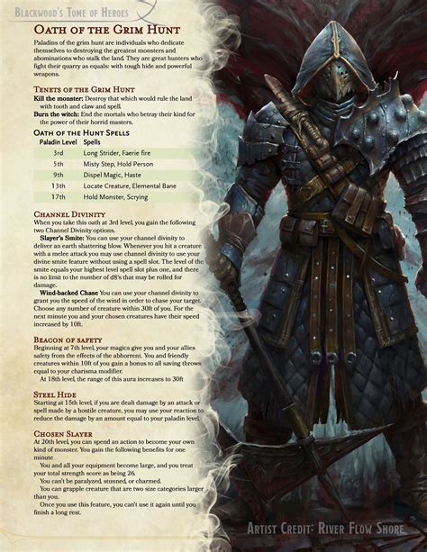 OC Oath Of The Grim Hunt A Paladin Oath Dedicated To Hunting The Monster The Mutant And