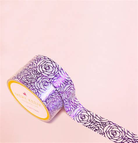 roses purple foil washi tape masking tape metallic washi purple foil masking tape diy washi tape