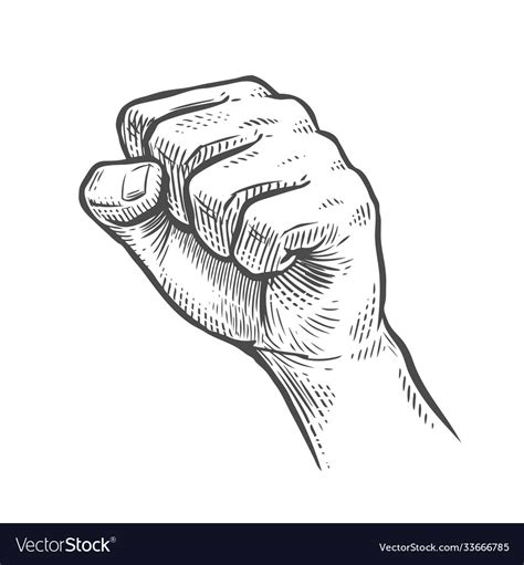 Clenched Fist Raised Up Sketch Royalty Free Vector Image