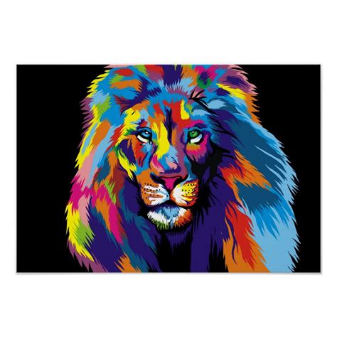 Colorful lion poster | Zazzle.com | Lion poster, Colorful lion, Colorful lion art
