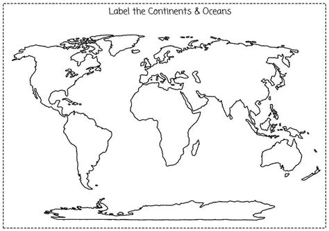 Imans Home School Continents And Oceans Cut And Label The Map Worksheet
