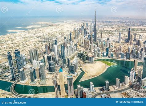 Aerial View Of Dubai Skyline United Arab Emirates Stock Photo Image