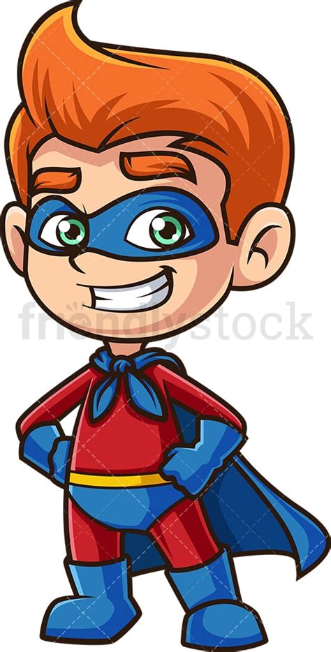 Happy Boy Kid Superhero Cartoon Clipart Vector Friendlystock