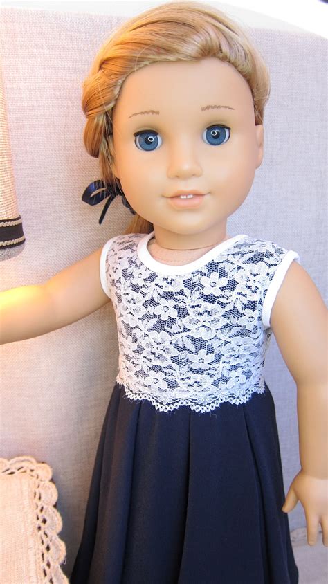Blue Doll Dress For American Girl Doll Doll Dress With Lace For 18