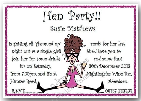 Hen Party Invitations Jemima Print
