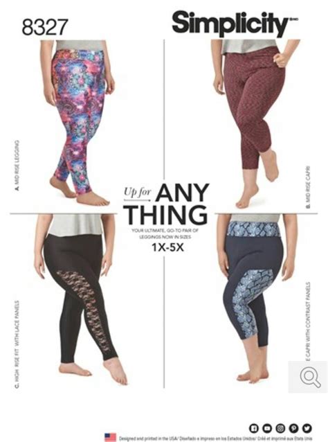 plus size leggings sewing pattern simplicity 8327 sizes 1x 5x etsy in 2020 knit leggings