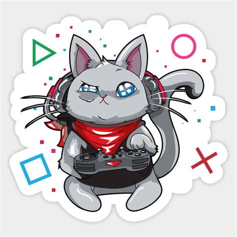 Gamer Cat Gaming Cat Gamer Shirt Gamers Sticker Teepublic