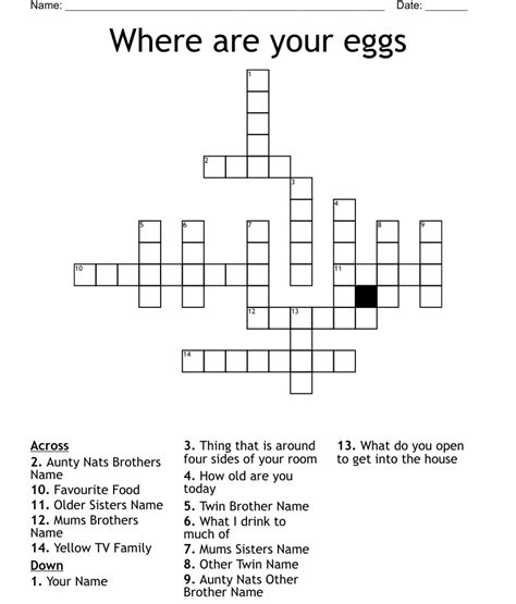 Where Are Your Eggs Crossword Wordmint