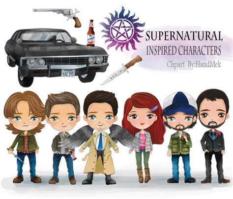 Supernatural Inspired Characters Clipart Instant Download Png Etsy