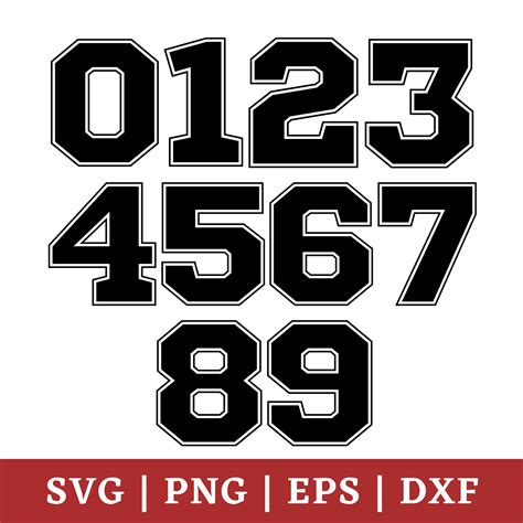Sports Number Svg Jersey Numbers Clip Art Sports Numbers Etsy
