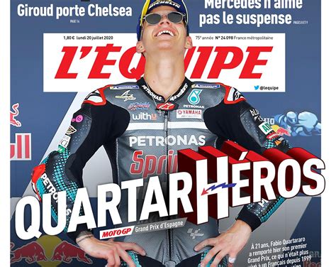 To get a fully enjoyment of l'equipe app, you can also have a premium subscription. « QuartarHéros » : Fabio à la une de L'Équipe - GP Inside