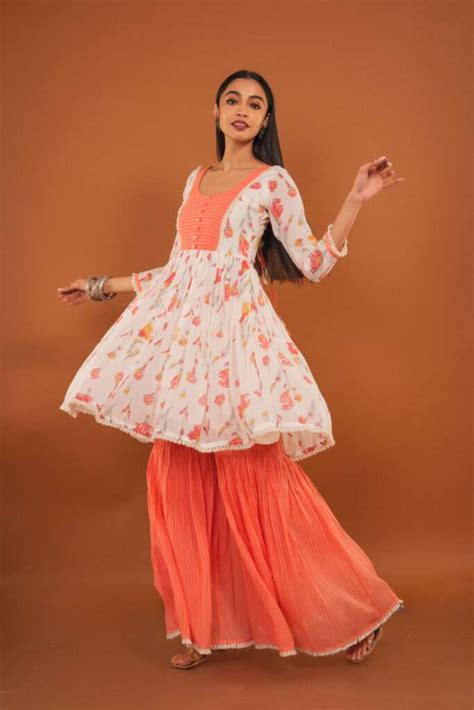 Buy Peach Sharara Set For Women From Nud